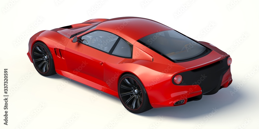 3D rendering of a brand-less generic concept car in studio environment