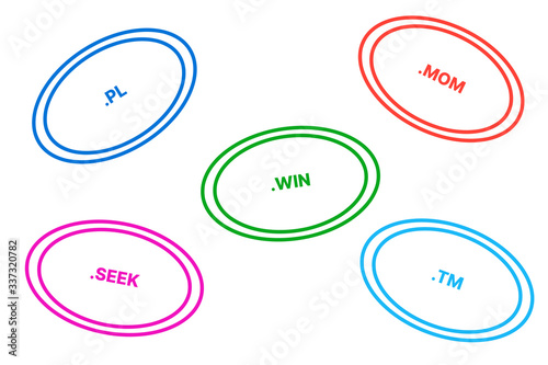 Cloud of domain extensions / TLDS (pl, mom, win, tm, seek) photo