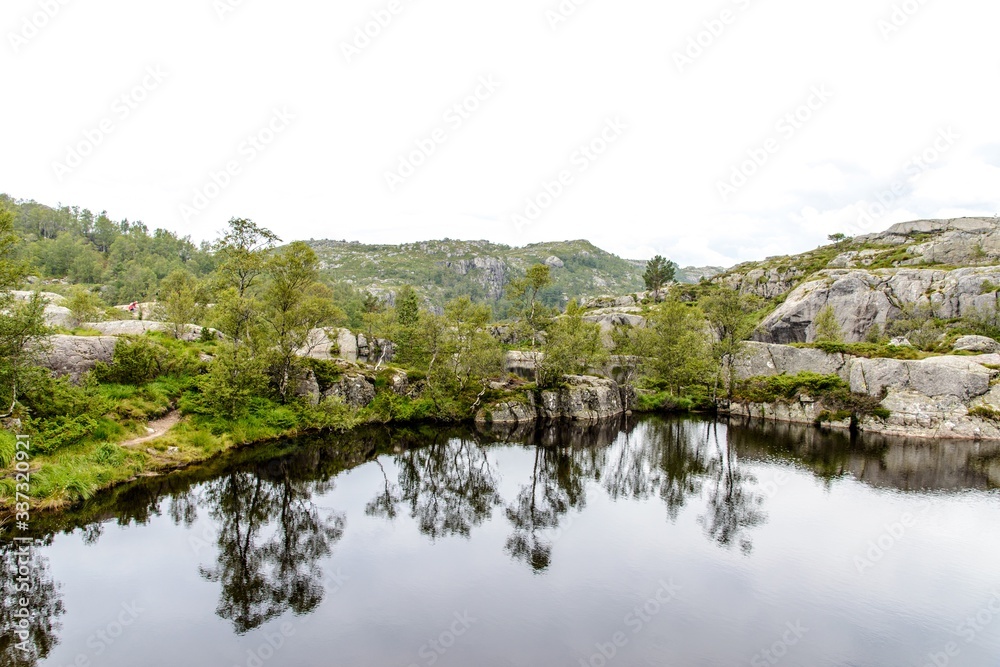 Preikestolen or Prekestolen. Pulpit Rock,, Lysefjord, Norway