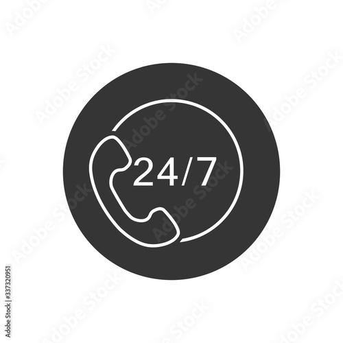 24 7 call center support vector line icon modern flat style