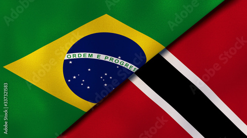 The flags of Brazil and Trinidad and Tobago. News, reportage, business background. 3d illustration