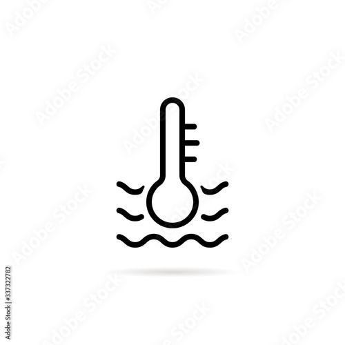 black thin line water temperature indicator icon