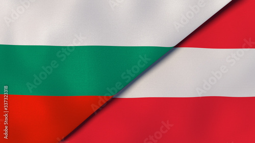 The flags of Bulgaria and Austria. News  reportage  business background. 3d illustration