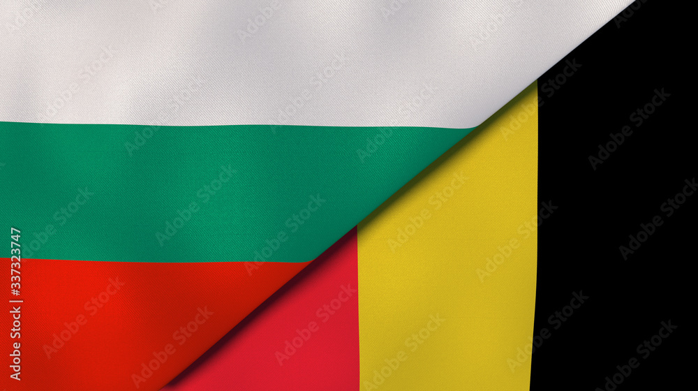 Obraz premium The flags of Bulgaria and Belgium. News, reportage, business background. 3d illustration