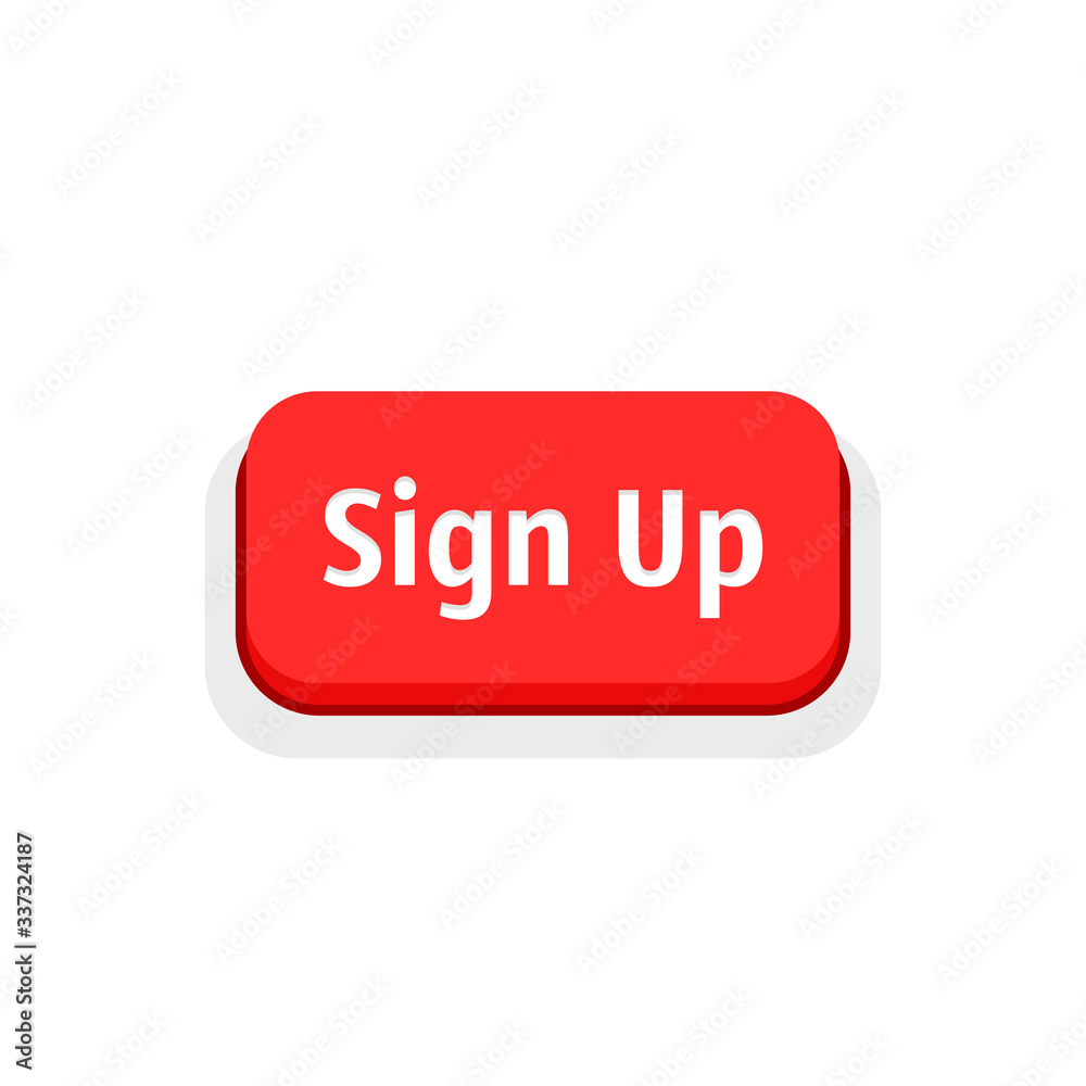 red sign up button isolated on white red sign up button isolated on white