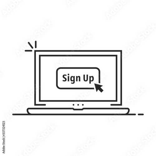 click on sign up button on linear laptop