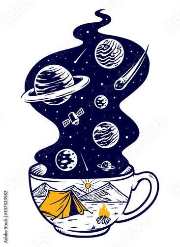 Coffee adventure illustration