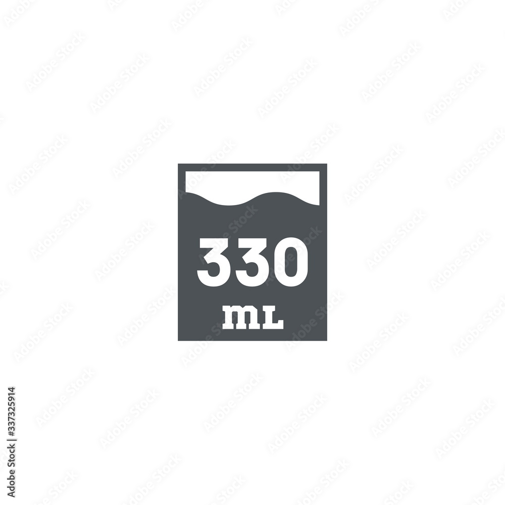 Liter l sign (l-mark) estimated volumes 330 milliliters (ml) Vec