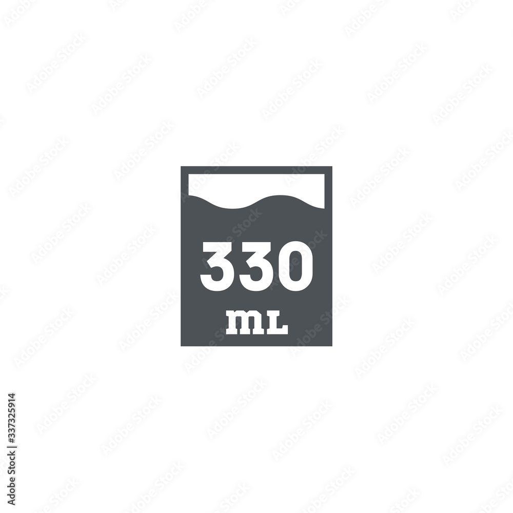 Liter l sign (l-mark) estimated volumes 330 milliliters (ml) Vec Liter l sign (l-mark) estimated volumes 330 milliliters (ml) Vec