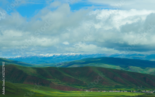 snow mountains and clouds