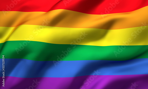 Rainbow flag blowing in the wind, gay pride, LGBT symbol waving banner