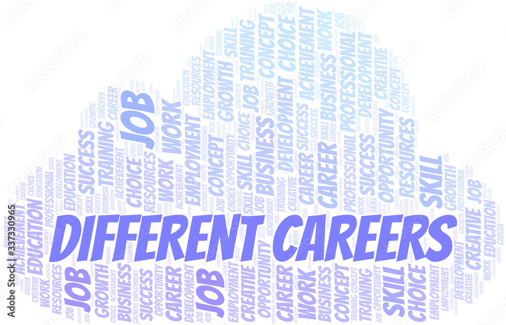 Different Careers typography vector word cloud. Different Careers typography vector word cloud.