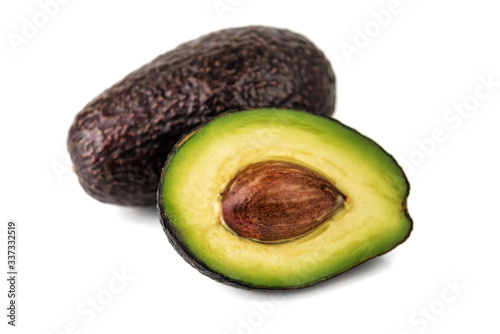 ripe healthy avocado on white
