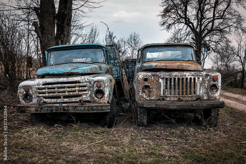 very old rusty trucks