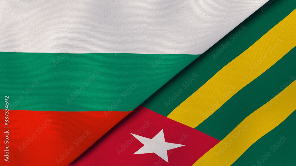 Obraz premium The flags of Bulgaria and Togo. News, reportage, business background. 3d illustration
