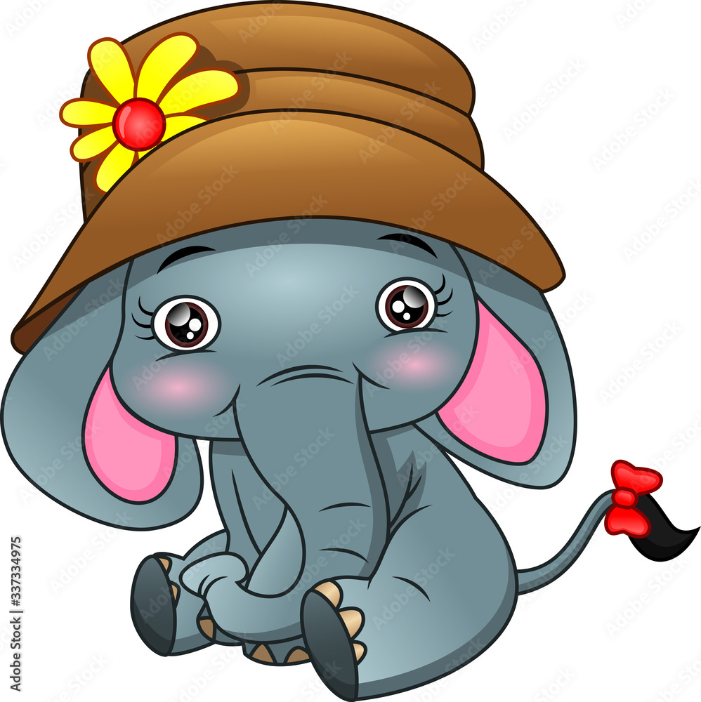 Obraz premium cute elephant wearing a hat