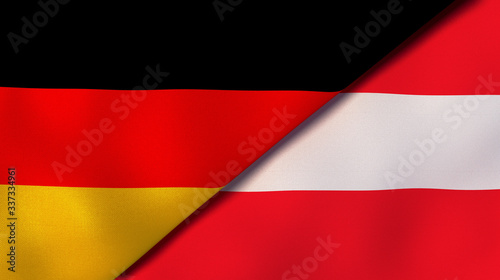 The flags of Germany and Austria. News  reportage  business background. 3d illustration