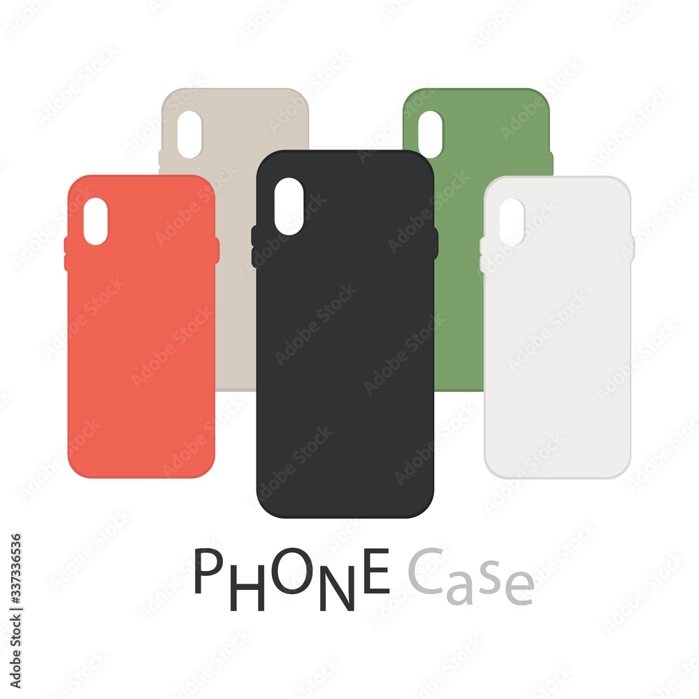 cases set for smartphone with shadow isolated on white background. realistic and detailed silicone protection for mobile phone. stock vector illustration cases set for smartphone with shadow isolated on white background. realistic and detailed silicone protection for mobile phone. stock vector illustration