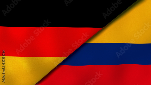 The flags of Germany and Colombia. News  reportage  business background. 3d illustration
