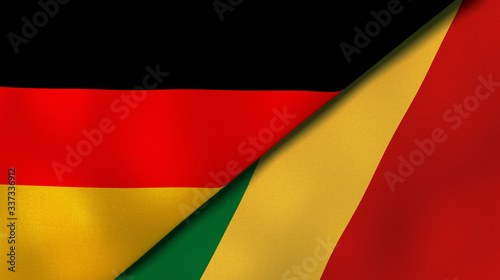The flags of Germany and Congo. News  reportage  business background. 3d illustration