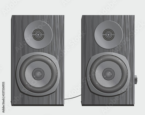 Musical speakers, wooden gray with two speakers each