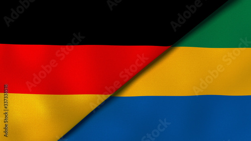 The flags of Germany and Gabon. News  reportage  business background. 3d illustration