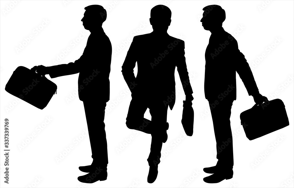 Vector illustration of a male silhouette in a suit. Man with a ...