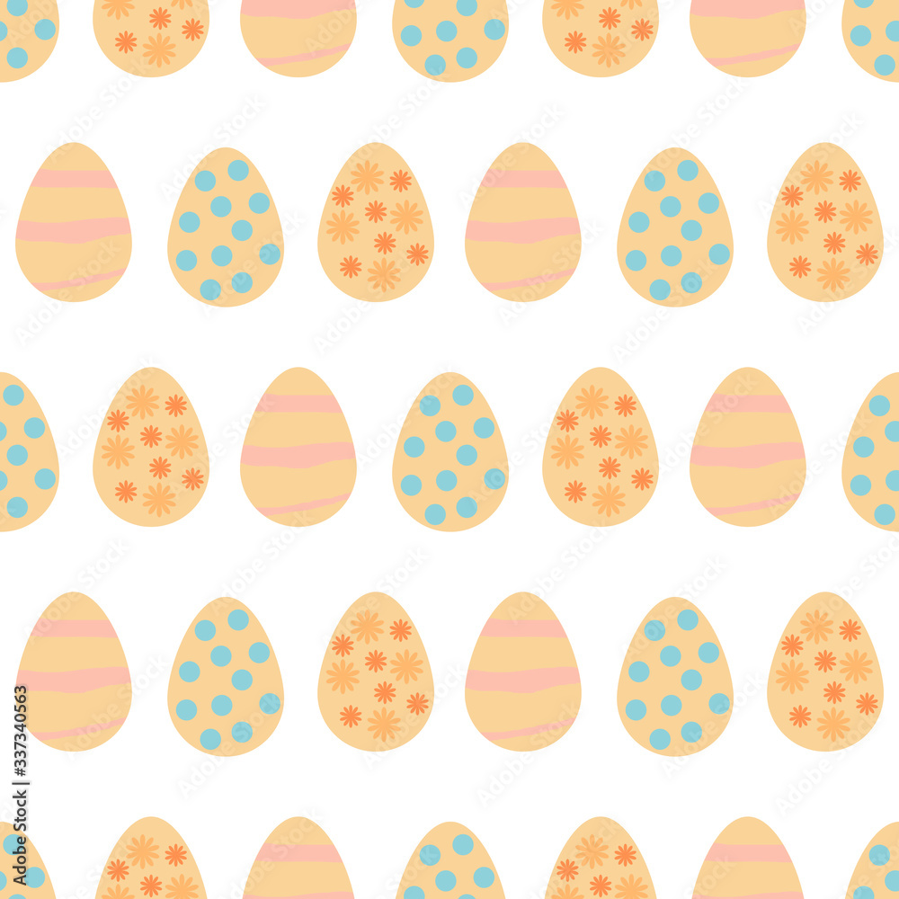 Seamless pattern with Easter eggs on white background. Vector image. Seamless pattern with Easter eggs on white background. Vector image.