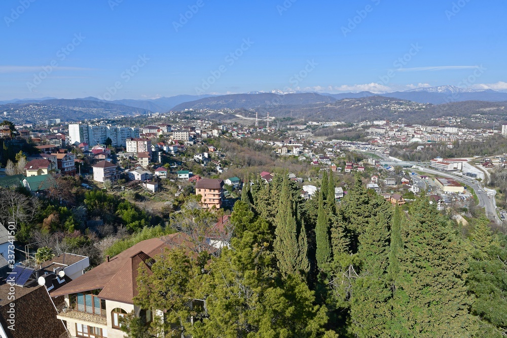 top view of the panorama of the southern mountain city