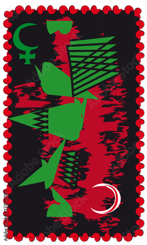 Tarot card back design. Lilith and Moon, astrological symbols
