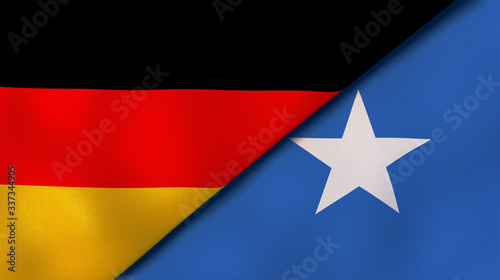 The flags of Germany and Somalia. News  reportage  business background. 3d illustration