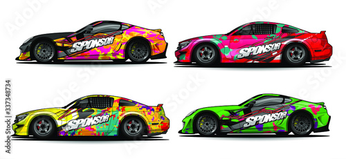 set of vehicle graphic kit vector. Modern abstract background for car wrap branding and automobile sticker decals livery 