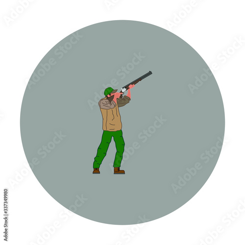 hunter hunting aiming with shotgun vector illustration