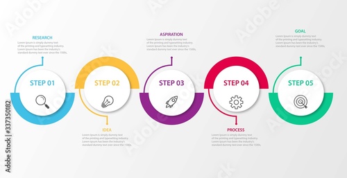 Presentation business infographic template with 5 options. Vector illustration