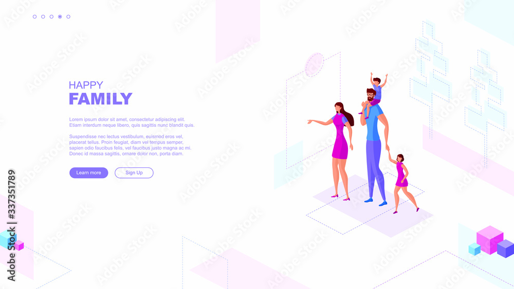 Trendy flat illustration. Happy Family concept. Template for your design works. Vector graphics.