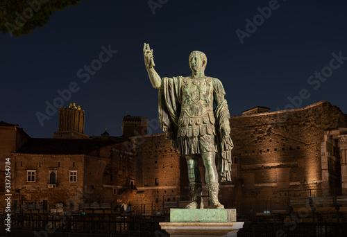 Bronze replica statue Emperor Nerva, Imperial Forum,Rione Monti,Rome. Roman Senator, born in Roman colony of Narnia. Very friend of Vespasian. His empire will last less than two years.