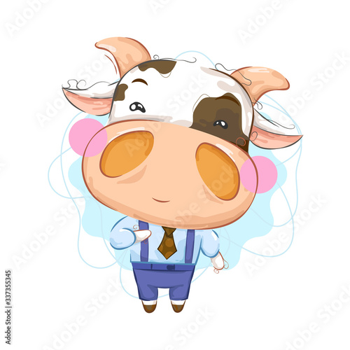 Cute little cow with elegant clothing