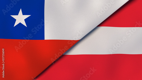 Free Download The flags of Chile and Austria. News, reportage, business background. 3d illustration - GFXLoad