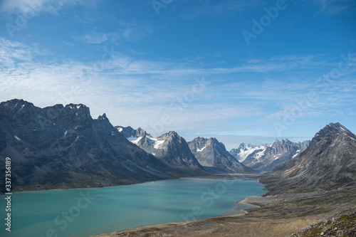 A wide shot of a beautiful mountain range in Greenland © Max
