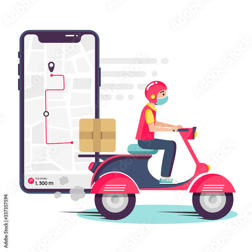 Online delivery service , online order tracking, delivery home and office. Scooter delivery. Shipping.