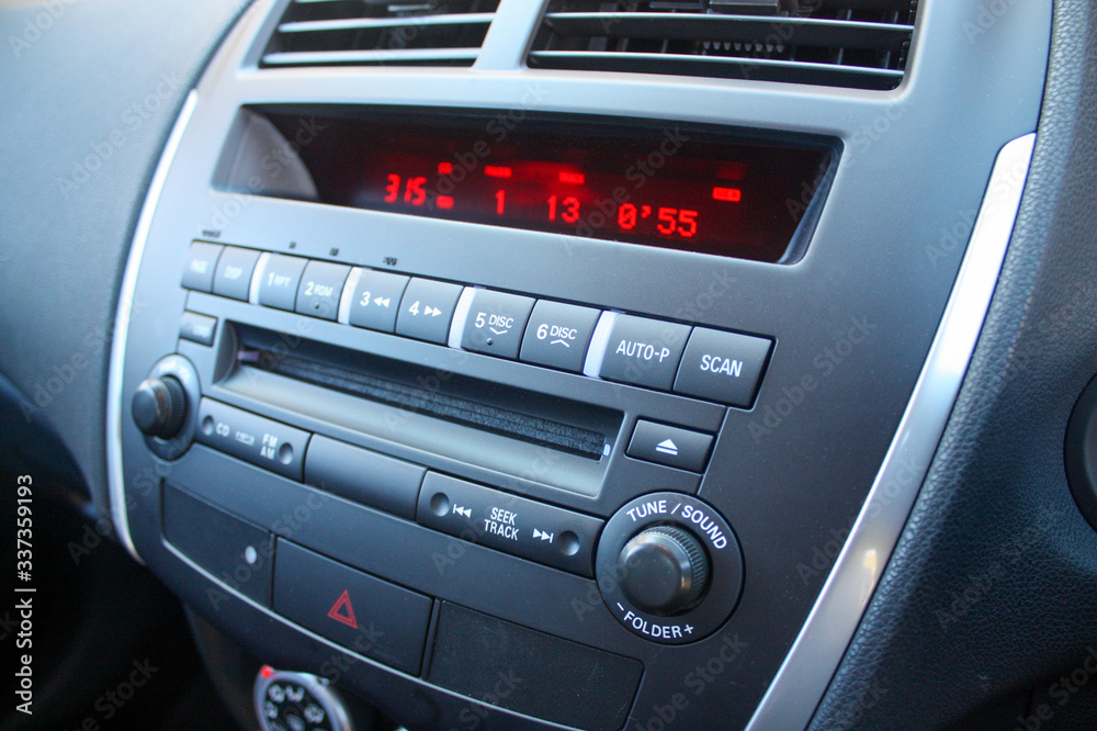 Fototapeta premium Integrated audio system in modern car