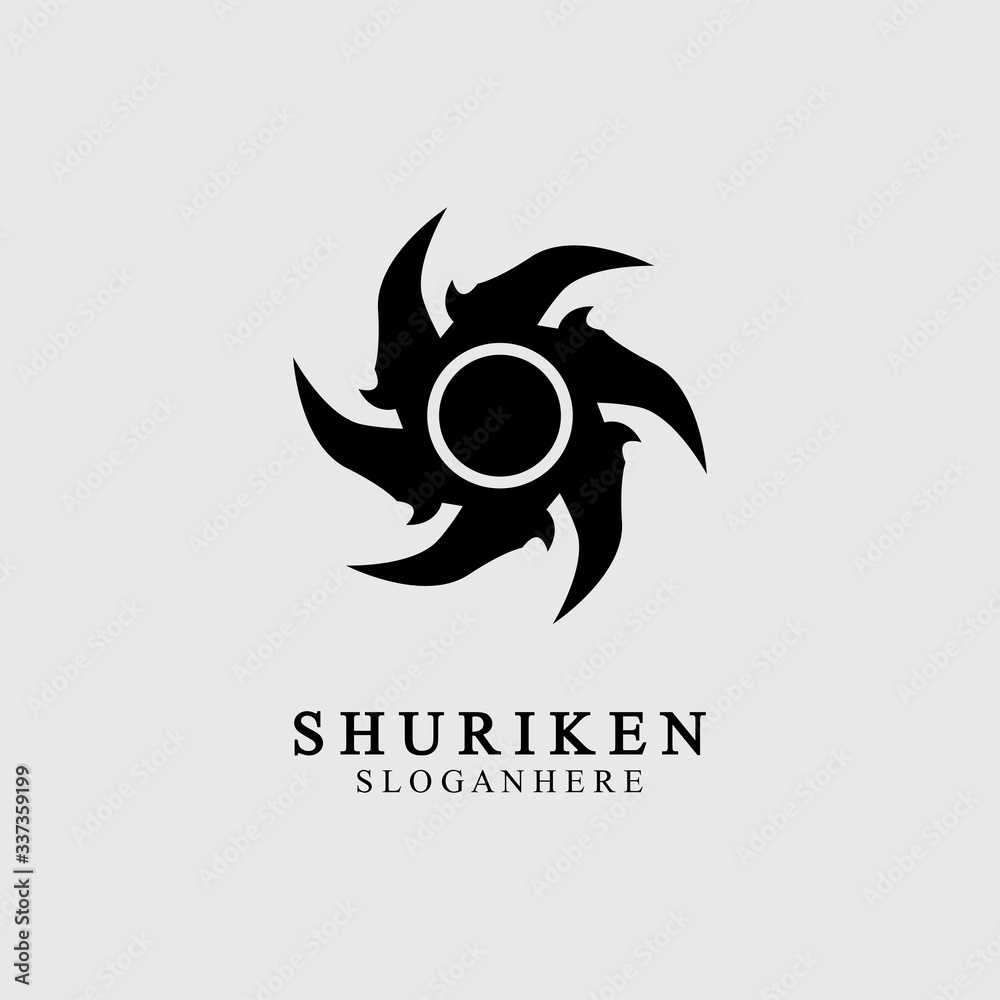 Fototapeta premium ninja shuriken black solid icon modern design, isolated on white background. flat style for graphic design template. suitable for logo, web, UI, mobile app. vector illustration