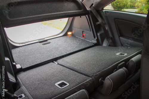 Hatchback rear seats folded flat