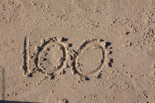 the number 100 written in beach sand