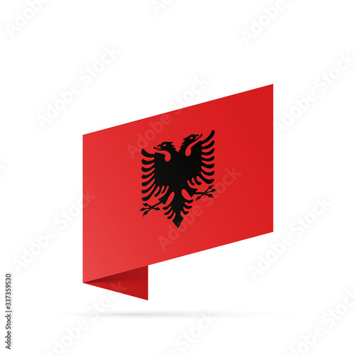 Albania flag state symbol isolated on background national banner. Greeting card National Independence Day of the Republic of Albania. Illustration banner with realistic state flag. © ASEF