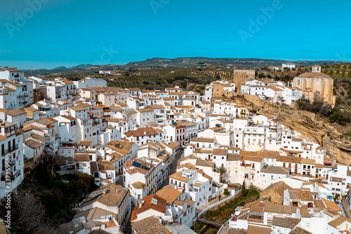 a view over Setenil de las Bodegas town, province of Cadiz, Andalusia, Spain