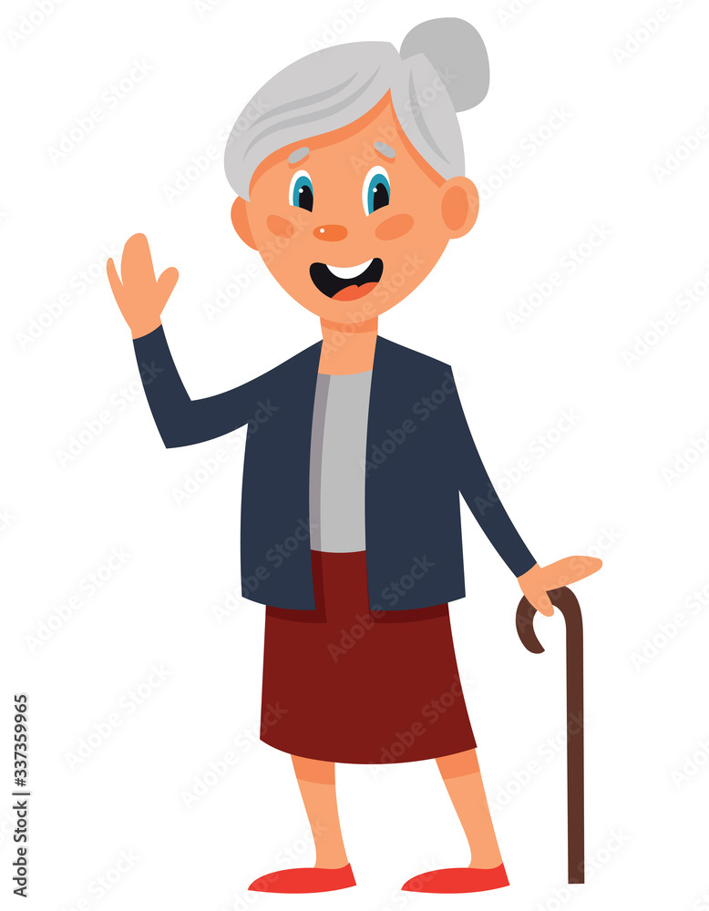 Smiling old woman. Character in cartoon style. Smiling old woman. Character in cartoon style.