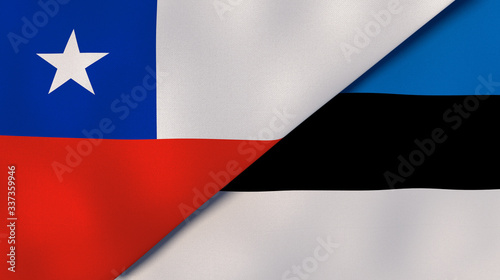 The flags of Chile and Estonia. News, reportage, business background. 3d illustration Free Download The flags of Chile and Estonia. News, reportage, business background. 3d illustration - GFXLoad