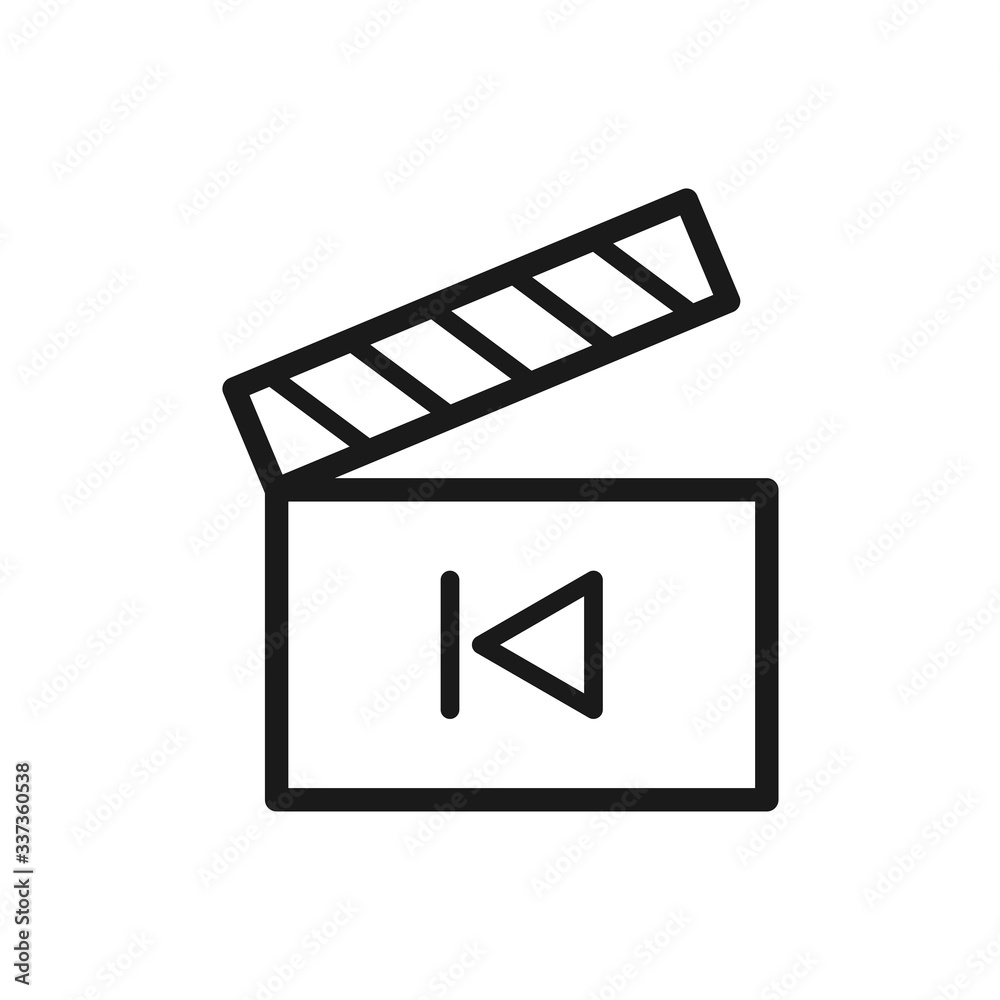 vector of clapper icon, movie clip icon with media player button icon vector of clapper icon, movie clip icon with media player button icon