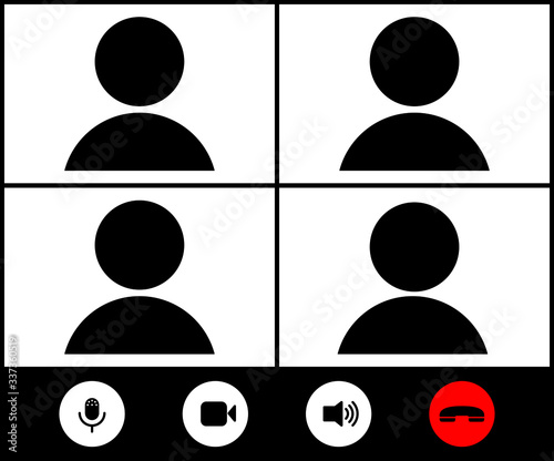 Vector illustration of Video Conference or online meeting screen 